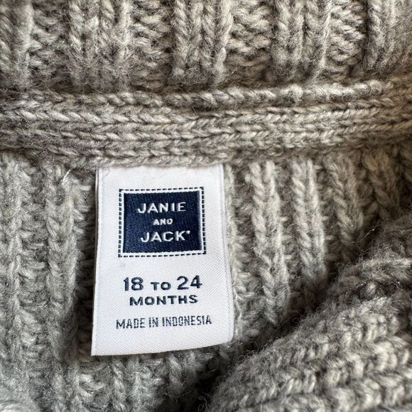 Janie & Jack Boys 18-24M Navy Colorblock Sweater 1/4 Button Mockneck Pullover - Picture 4 of 7